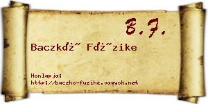 Baczkó Füzike névjegykártya